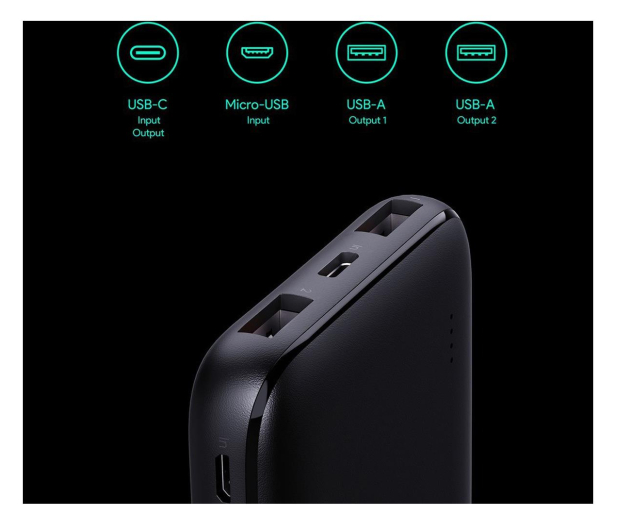 AUKEY 10000mAh USB-C, 2x USB-A PB-N73 BK - 1220008 - zdjęcie 4